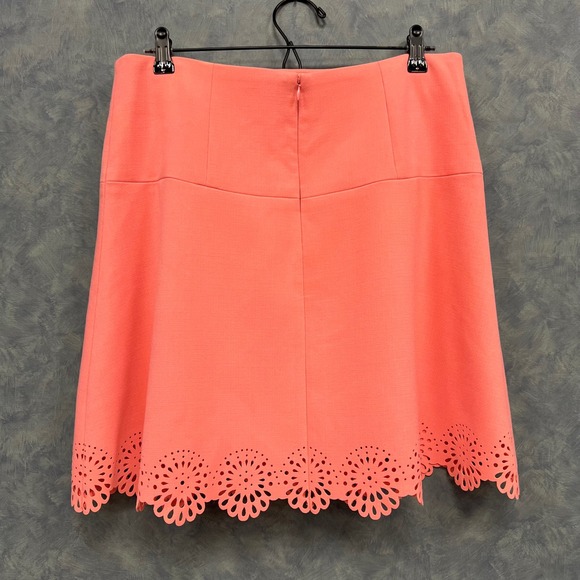 LOFT Coral Skirt A-Line Laser Cut Hem Career‎ Party Size 8 - Picture 2 of 9